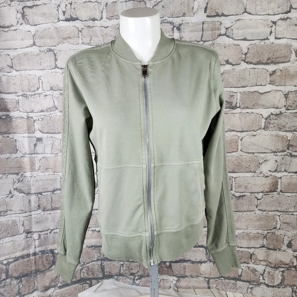 Athleta Farallon Knit Bomber Jacket Zip Front Fern Green Size XS - Picture 5 of 16